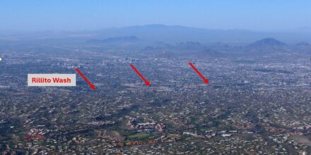 Tucson 2500 ft below Pontatoc Saddle (development density separated by wash)
