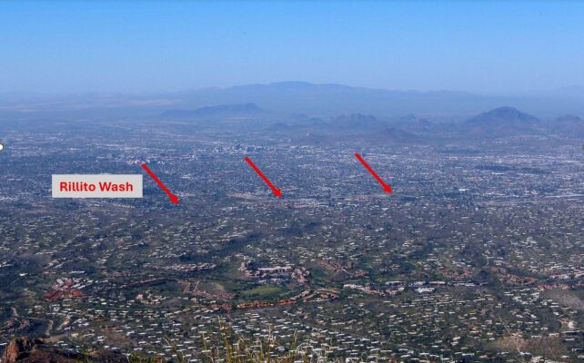 Tucson 2500 ft below Pontatoc Saddle (development density separated by wash)