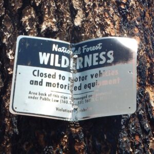 Bear Wallow Wilderness, backpacking, Forest Service sign, May