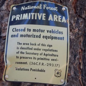 Blue Range Primitive Area, Forest Service sign, April