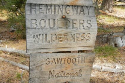 Hemingway-Boulders Wilderness, Sawtooth National Forest sign, September