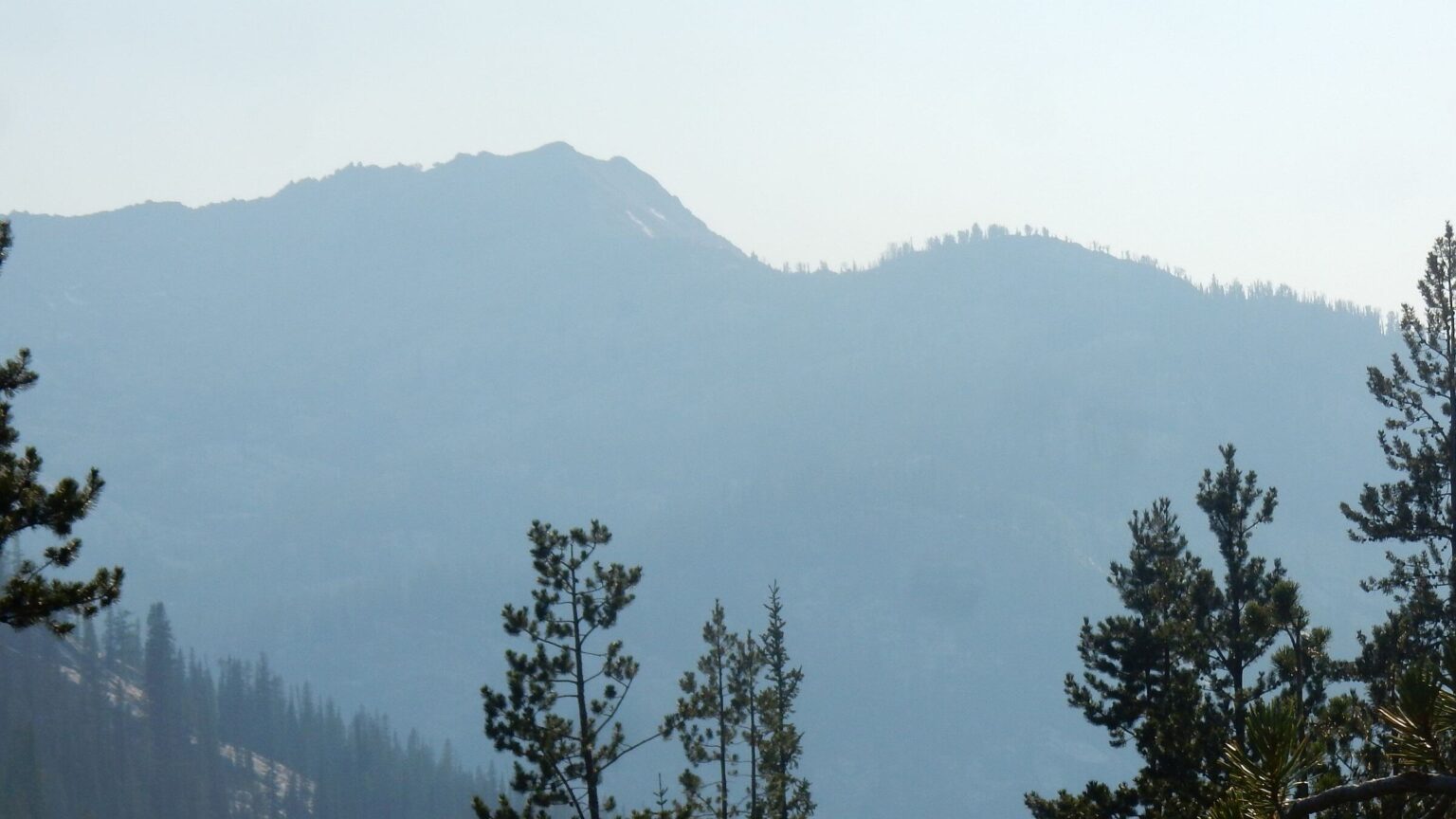Sawtooth Wilderness, smoke from nearby Pioneer Fire, July