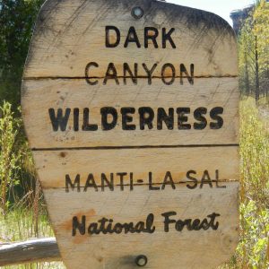 Dark Canyon Wilderness, sign, May