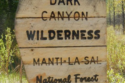 Dark Canyon Wilderness, sign, May