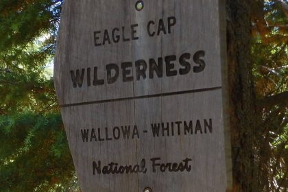 Eagle Cap Wilderness, wilderness sign, July