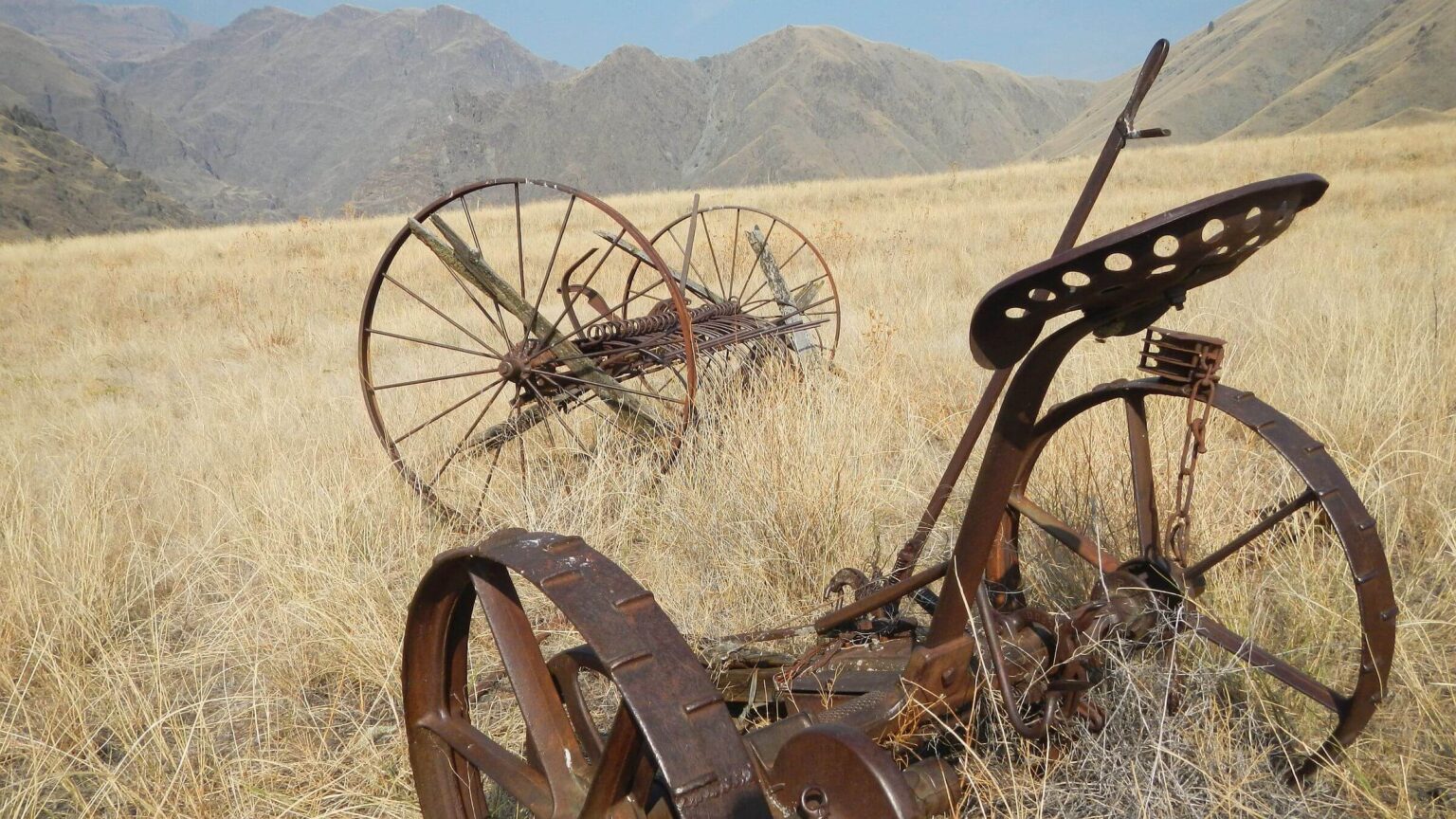 Hells Canyon Wilderness, historic hay-harvest equipment, October