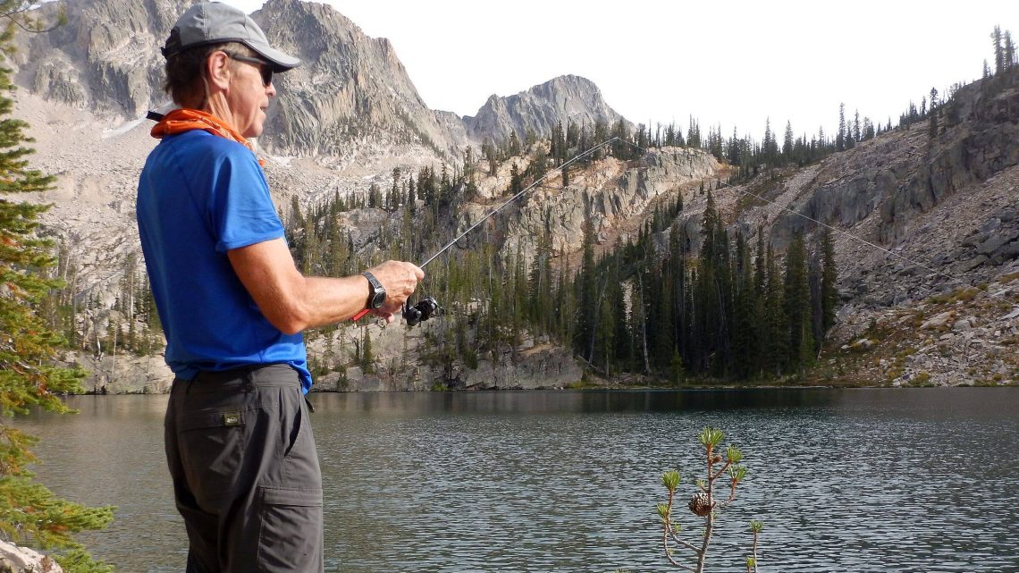 Sawtooth Wilderness, fishing Middle Cramer Lake, September