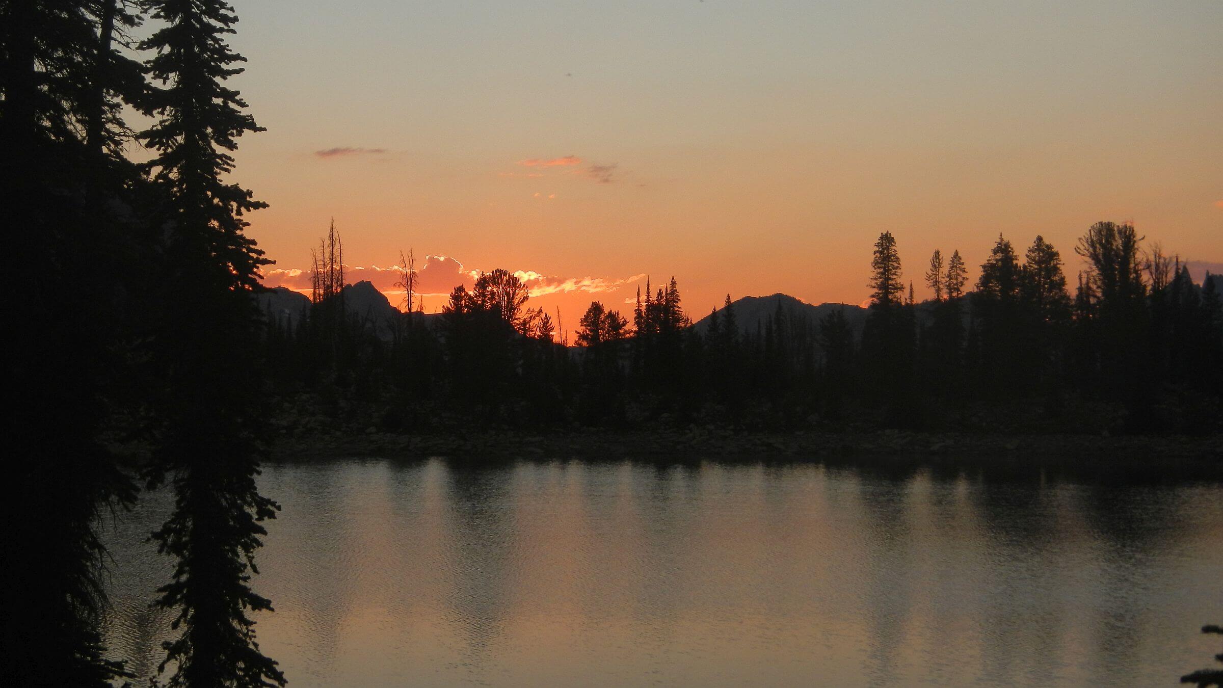 Sawtooth Wilderness, Ingeborg Lake, sunset, July