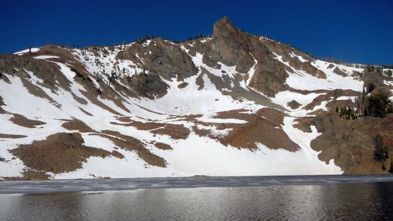 Smoky Mountains (Idaho), backpacking, Icy Baker Lake, June