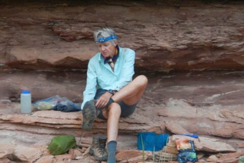 2019 UT Grand Gulch: boots always off at camp