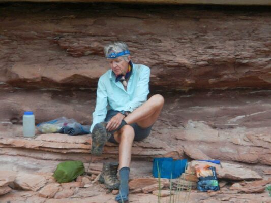 2019 UT Grand Gulch: boots always off at camp