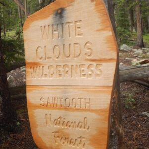 Cecil D. Andrus-White Clouds Wilderness, Forest Service sign, August