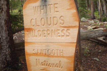 Cecil D. Andrus-White Clouds Wilderness, Forest Service sign, August