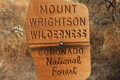 Mount Wrightson Wilderness, Forest Service sign, March
