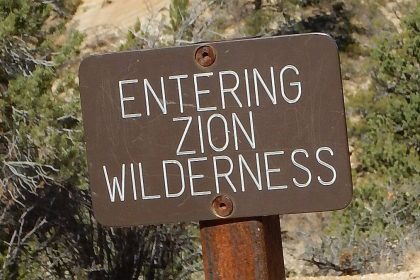 Zion Wilderness, wilderness sign, November